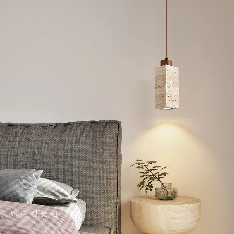 Decorbites™ Japanischer Stein-LED-Pendant-Lampe Gelber Travertin Wabi-Sabi Hängelampe