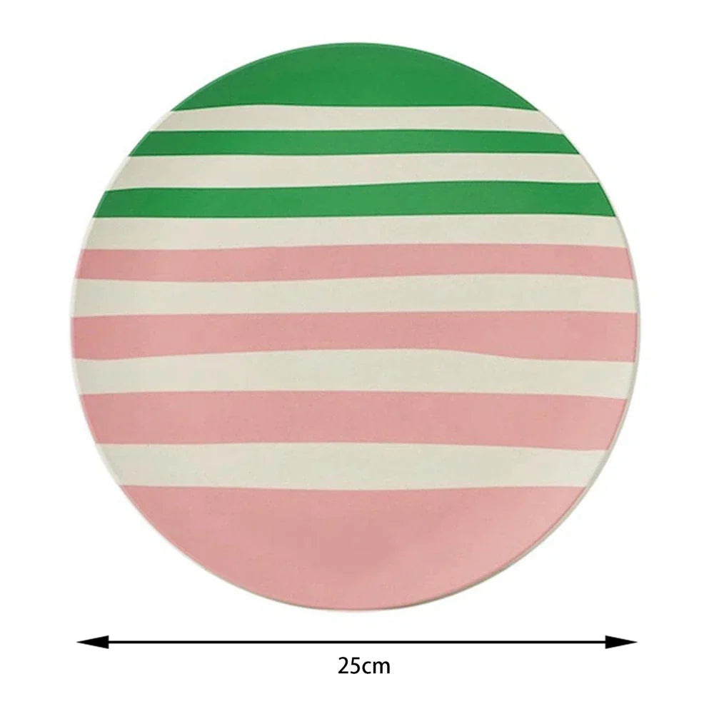 Decorbites™ Koreanischer Stil Rundes Essensgeschirr aus Bambusfaser für Desserts, Früchte und Kuchen