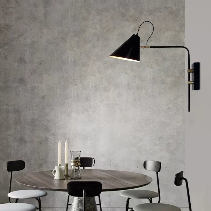 Decorbites™ Industrielle Vintage Wandlampe Schwingarm Verstellbar E27 Schwarz Wohnzimmer