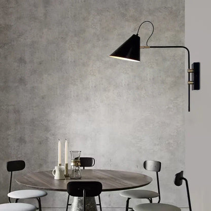 Decorbites™ Industrielle Vintage Wandlampe Schwingarm Verstellbar E27 Schwarz Wohnzimmer