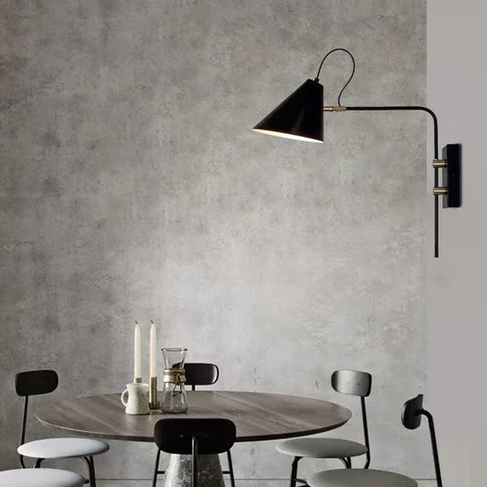 Decorbites™ Industrielle Vintage Wandlampe Schwingarm Verstellbar E27 Schwarz Wohnzimmer