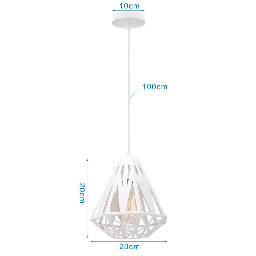 Decorbites™ Industrielles Vintage Weißes Schmiedeeisernes Käfig-Pendant-Licht für Wohnzimmer Schlafzimmer Esszimmer Loft