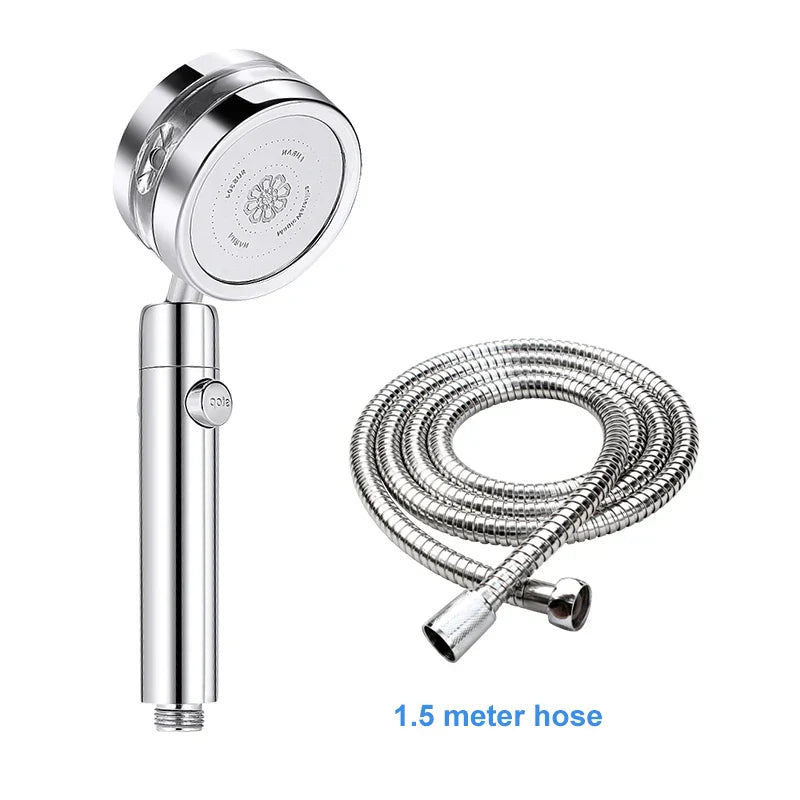 Decorbites™ Doppelscheiben-Turbo-Duschkopf mit Spiral-Wasserströmung und Ein-Knopf-Stopp