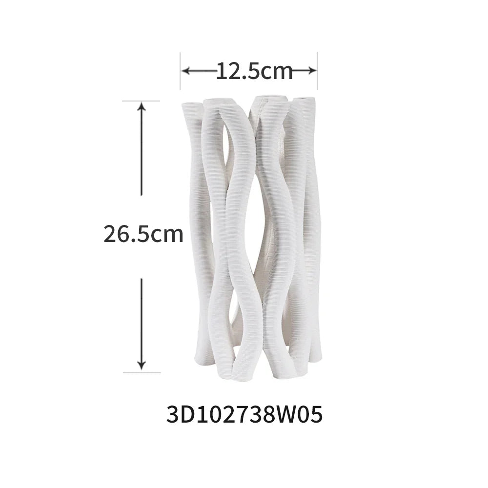 Decorbites™ Geometrische Keramikhohlvase Spiralförmige Rohr Blumengesteck Wohnungsdekoration Figuren