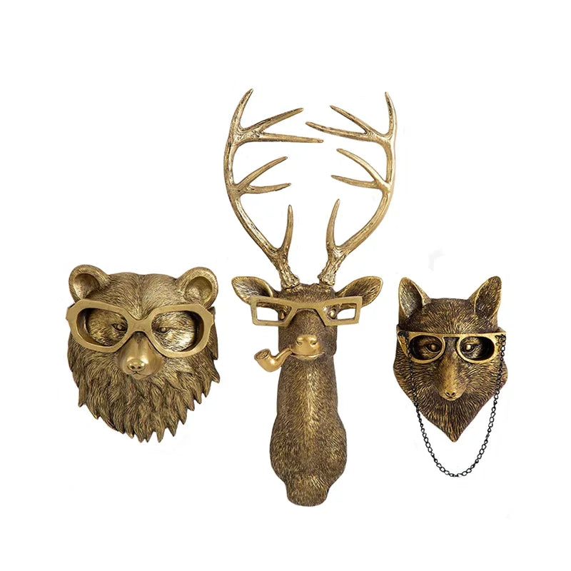 Decorbites™ Golden Deer Head Wall Hook: Antikes Bronzefarbenes Harz-Tieranhänger für Stilvolle Wanddekoration
