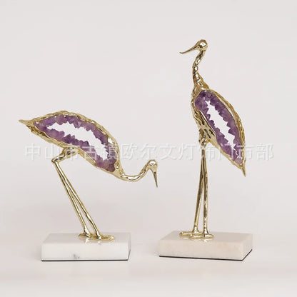 DecorBites™ Crystal Crane Sculpture Green Gem Bird Home Decor Figurine