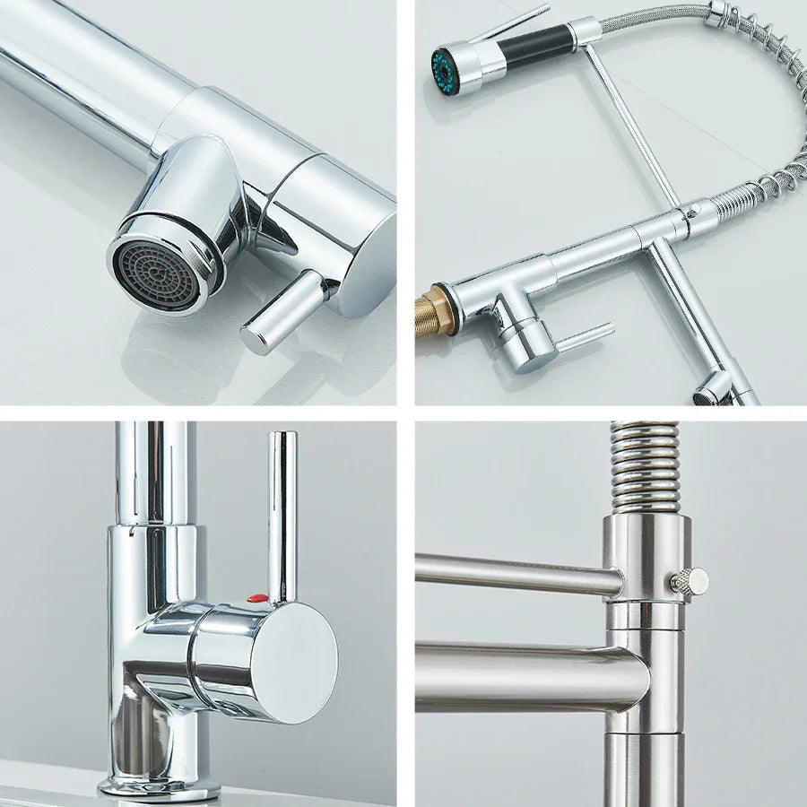 Decorbites™ Duale Auslauf Messing-Küchenarmatur mit 360° Drehung - Chrom