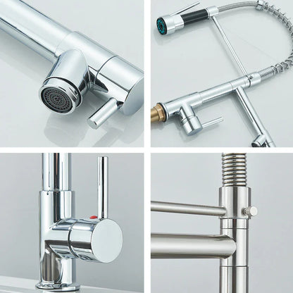 Decorbites™ Duale Auslauf Messing-Küchenarmatur mit 360° Drehung - Chrom