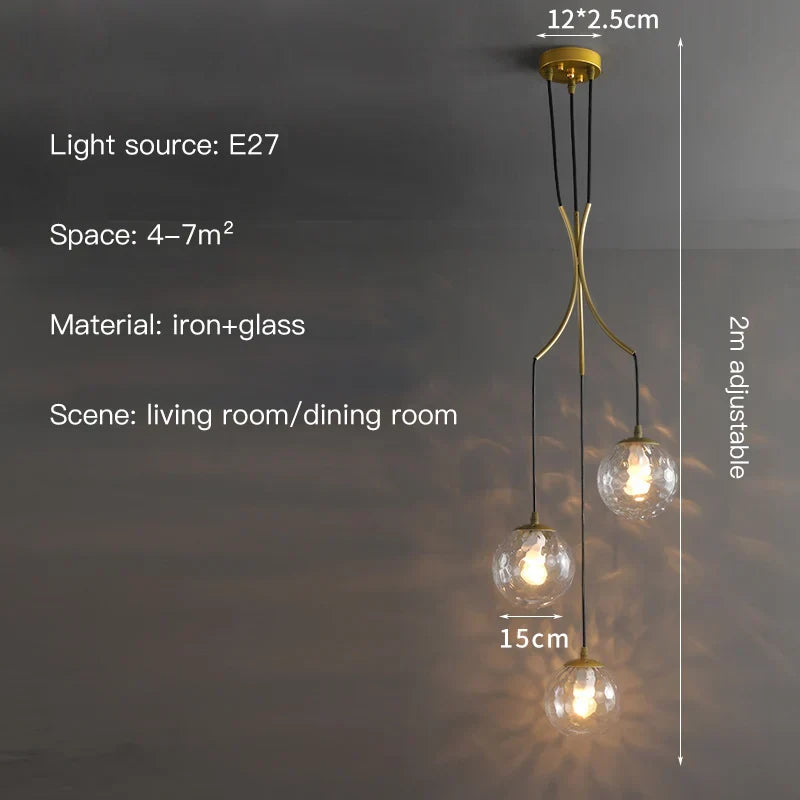 Decorbites™ Glas-Kugel-LED-Kronleuchter, moderner minimalistischer Loft-Villa-Treppenhaus-Dekor
