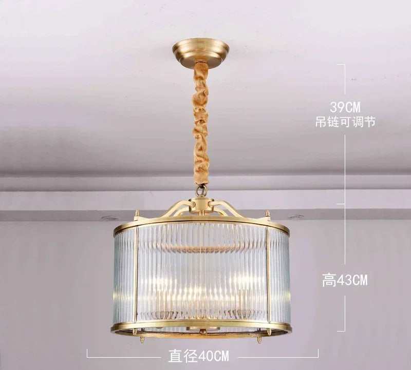 Decorbites™ Glasleuchter: Golden Kupfer Luxus-Deckenpendellampe für das Wohnzimmer
