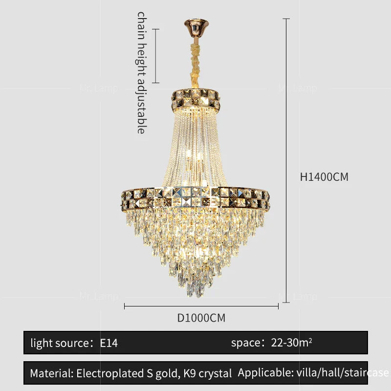 Decorbites™ Kristall-Leuchter: Intelligente Dimmbare Duplex-Villa-Pendelleuchte für Luxus-Wohnzimmer