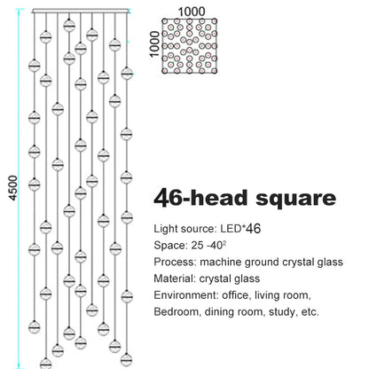 DecorBites™ Crystal Ball Chandelier Pendant Light for Staircase Hallway Bar Décor