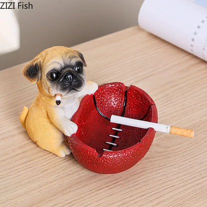Decorbites™ Basketball Puppy Aschenbecher: Tragbar, windfest, kreative Schreibtischdekoration & Raucherzubehör