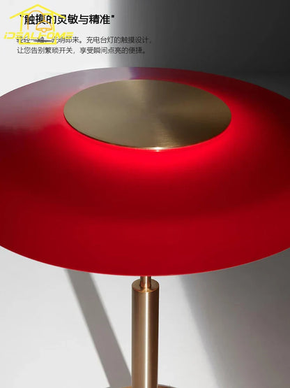 Decorbites™ DORA Glas-Tischleuchte Touch-LED Dekorative Schreibtischlampe Rot/Grau Schlafzimmer Wohnzimmer