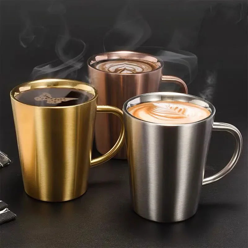 Decorbites™ Doppeltwandiger Edelstahl-Thermobecher mit Henkel für Kaffee und Bier