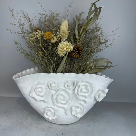 Decorbites™ Gepräster Rosen-Keramik-Blumenvasen Handgefertigtes Porzellan-Kunsthandwerk für die Hausdekoration