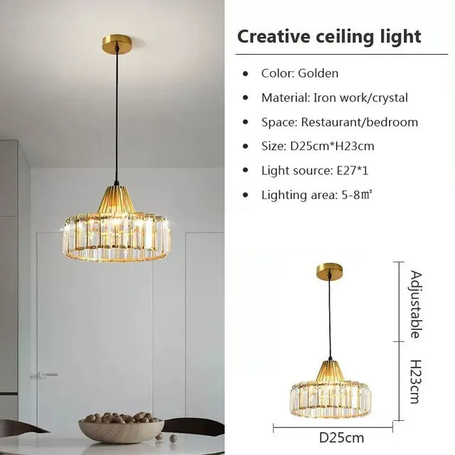 Decorbites™ Kristall-LED-Hängeleuchte: Retro-Gold-Lampenschirm für Wohnzimmer, Schlafzimmer, Esszimmer