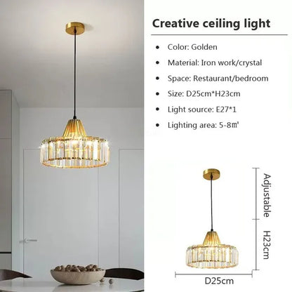 Decorbites™ Kristall-LED-Hängeleuchte: Retro-Gold-Lampenschirm für Wohnzimmer, Schlafzimmer, Esszimmer