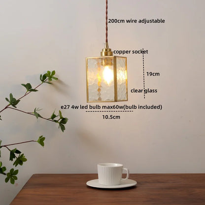 DecorBites™ Glass Copper LED Pendant Lamp for Dining Room, Nordic Modern Hanging Light Fixtures