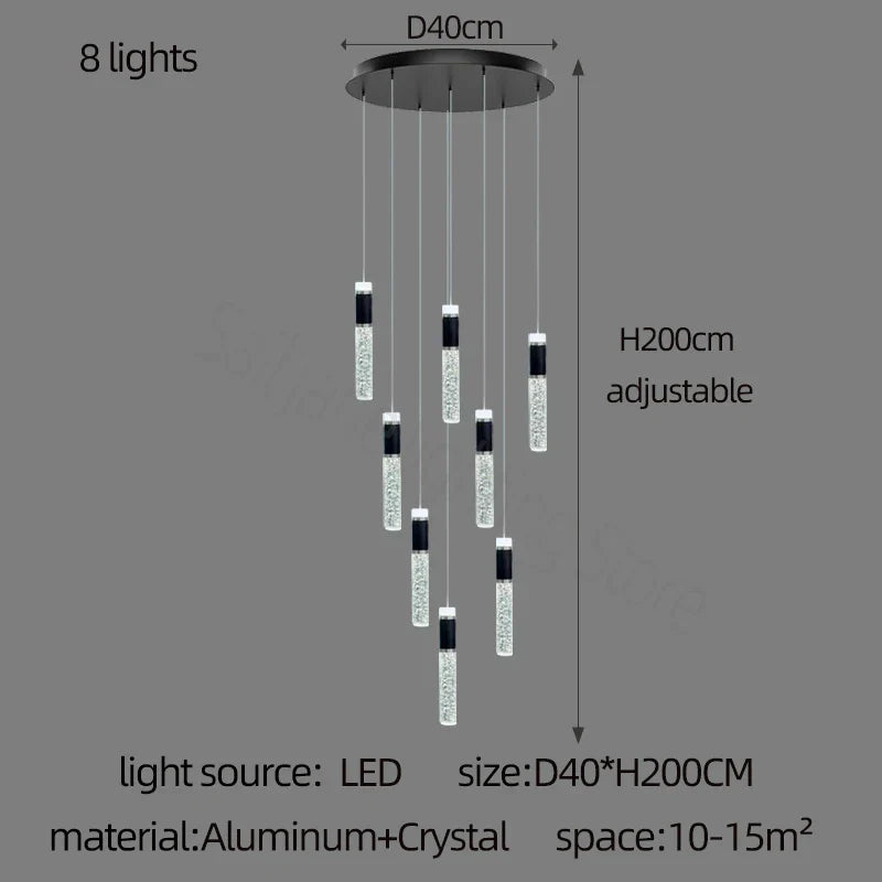 Decorbites™ Zylinder-Kristall-Lüster: Moderne Villa-Wohnzimmerlampe für stilvolle Interieurs.