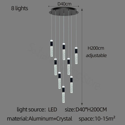 Decorbites™ Zylinder-Kristall-Lüster: Moderne Villa-Wohnzimmerlampe für stilvolle Interieurs.