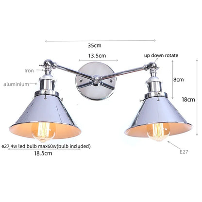 Decorbites™ Industrielle Vintage LED Wandlampe 2 Köpfe Gold Eisen Loft Wandlampen