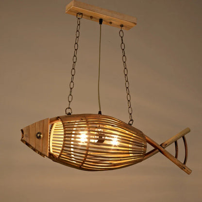 Decorbites™ Bambus-Fisch-Wandlampe: Retro-Dekoration für Café, Bar, Teehäuser, Wohnzimmer, Bauernhof, Hotelbeleuchtung