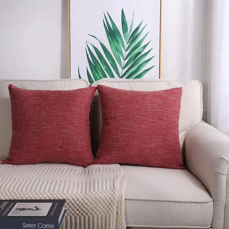 Decorbites™ Leinen-Kissenbezüge Set aus 2 - Einfarbiges Landhaus-Dekor-Hülle