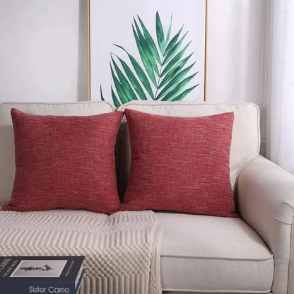 Decorbites™ Leinen-Kissenbezüge Set aus 2 - Einfarbiges Landhaus-Dekor-Hülle