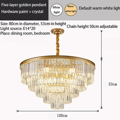 Decorbites™ Kristall Gold Schwarz LED Kronleuchter - Mehrstöckige moderne runde Pendelleuchte
