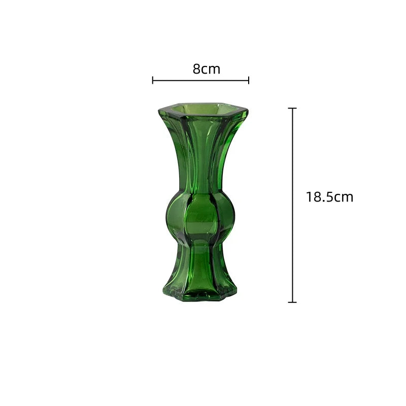 Green Glass Geometric Vase