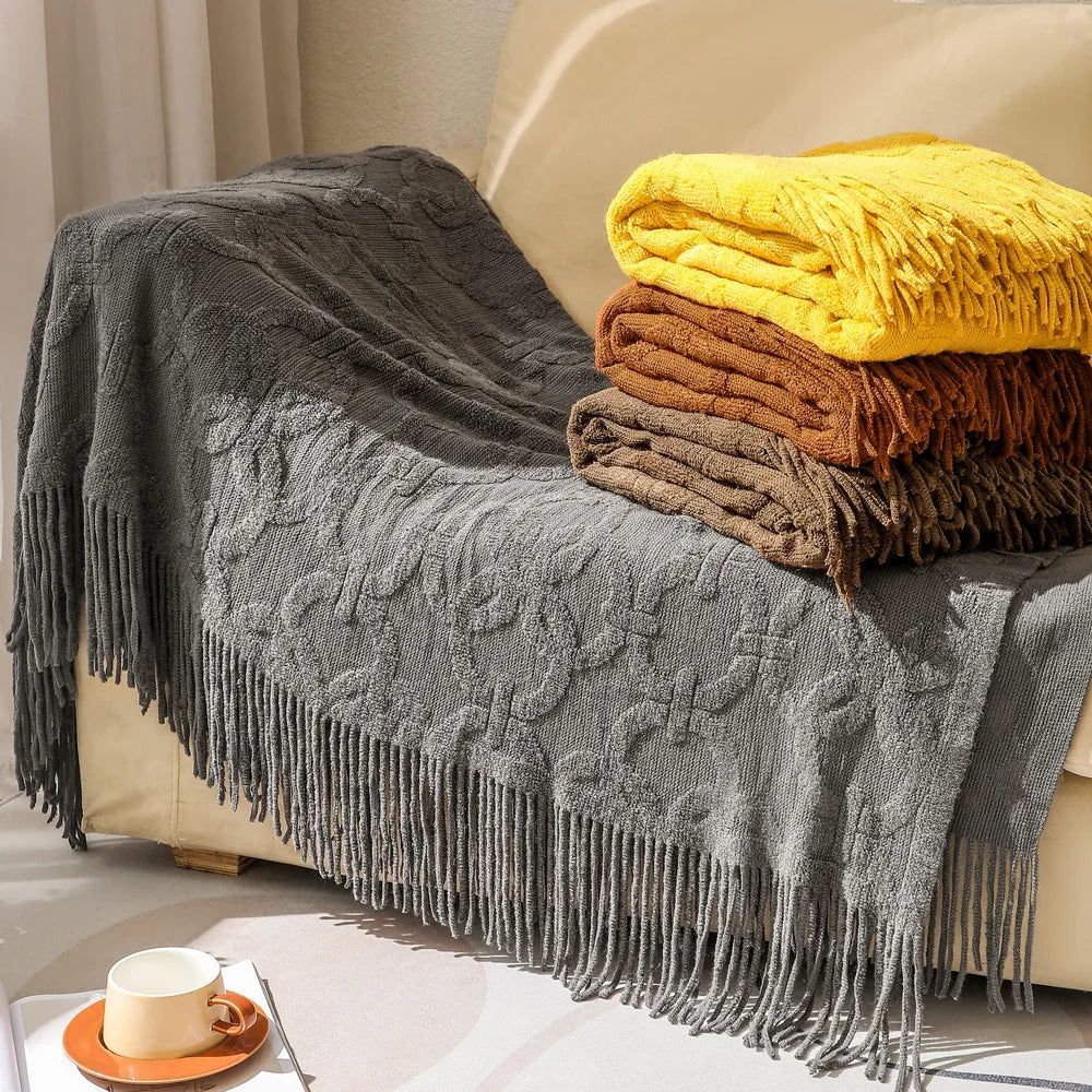Decorbites™ Strickdecke Sofabezug – Gemütliche einfarbiges Plaid für Zuhause, Büro und Reisen