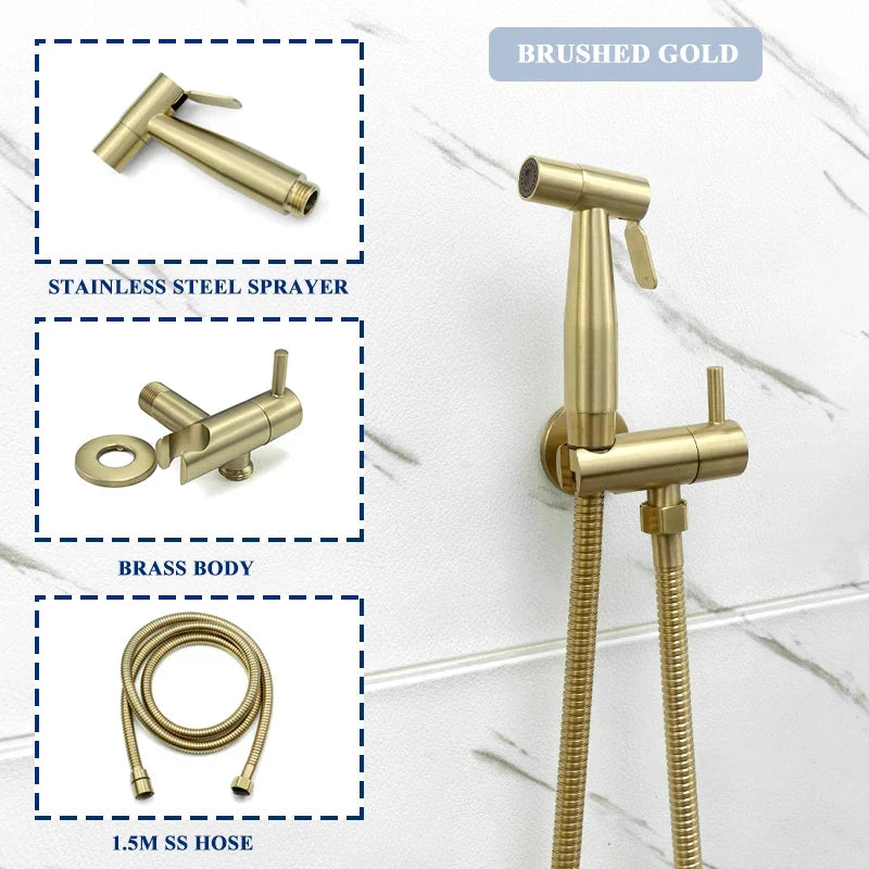 Decorbites™ Gold Bidet Armatur Handbrause Einzelner Kaltwassertapfer Hygienische Toilettendusche