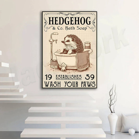 Decorbites™ Igel-Badseife Pfoten-Poster - Lustige Badezimmer-Dekoration