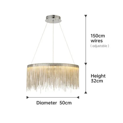 Decorbites™ Goldkette-Kronleuchter-Hängeleuchte mit Fernbedienung, modernes Troddeldesign für Küche & Wohnzimmer