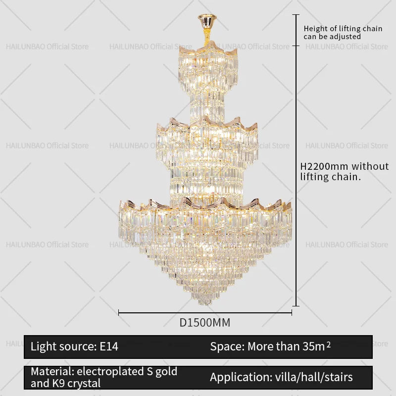 Decorbites™ Kristall-Duplex-Kronleuchter: Postmoderne Luxus-Beleuchtung für Wohnzimmer, Club und Villa