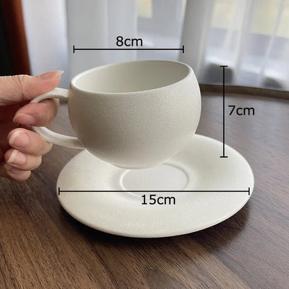 Decorbites™ Frostiertes 250ml Keramik-Tasse- und Untertassenservice für Kaffee, Tee, Saft