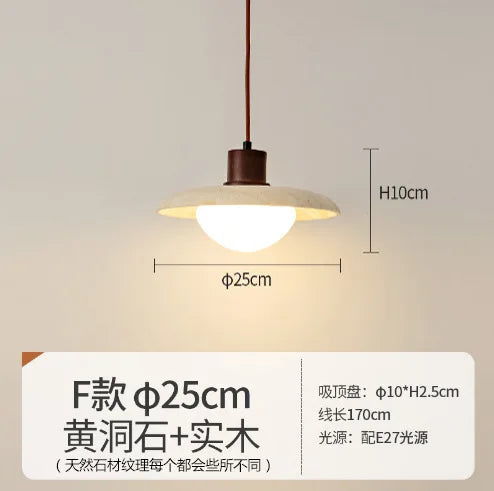 Decorbites™ Japanisches Holzturm-Stein-Hängeleuchte, Wabi-Sabi-Stil Gelber Hohlstein-Lampe