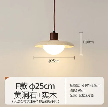 Decorbites™ Japanisches Holzturm-Stein-Hängeleuchte, Wabi-Sabi-Stil Gelber Hohlstein-Lampe