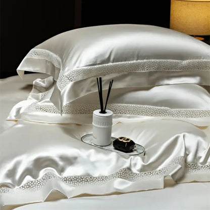 Decorbites™ Französisches Hohlfaser-Luxus-Bettwäsche-Set mit Lyocell-Baumwoll-Bettbezug, Laken und Kissenbezügen