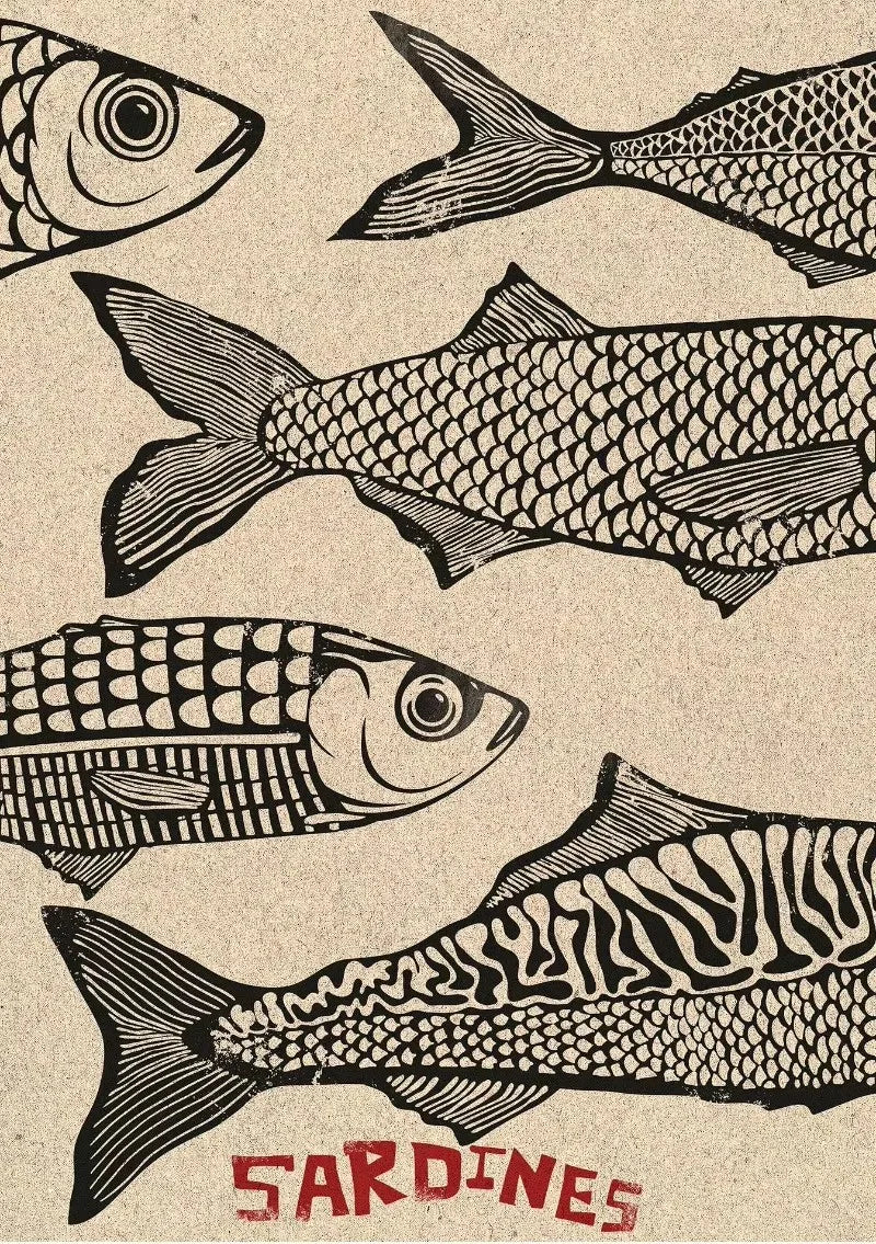 Colorful Sardine Lobster Crab Fish Ocean Animal Poster Canvas Painting Vintage Wall Art For Kitchen Living Room Home Decoration