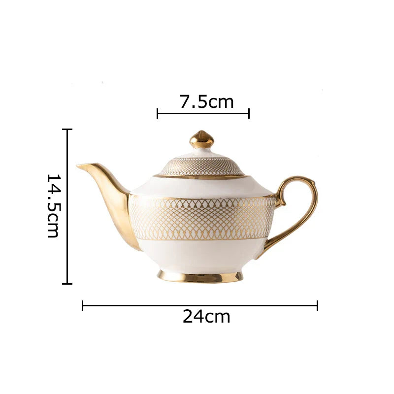 Gold Ceramic Tea Set With Milk Jug 1000ml