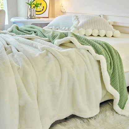 DecorBites™ Cozy Faux Rabbit Fur Blanket, Soft Fluffy Quilt for Single, Anti-Static Warm Throw