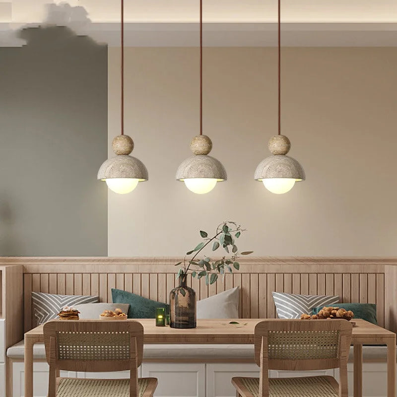 Decorbites™ Glas-Kugelleuchte - Verstellbares Kabel, LED, Gelber Travertin Weiß, Esszimmer