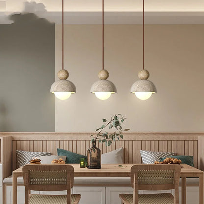 Decorbites™ Glas-Kugelleuchte - Verstellbares Kabel, LED, Gelber Travertin Weiß, Esszimmer