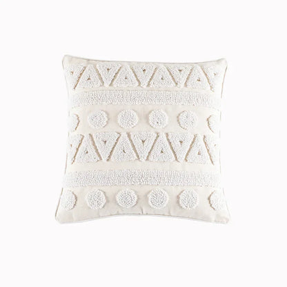 DecorBites™ Cotton Tassels White Cushion Covers 45x45/30x50cm - Square Geometry Pillowcase