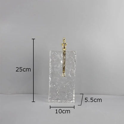 Decorbites™ Goldener Denker-Eiskristall-Skulptur: Abstrakte Figur auf Kristallbasis