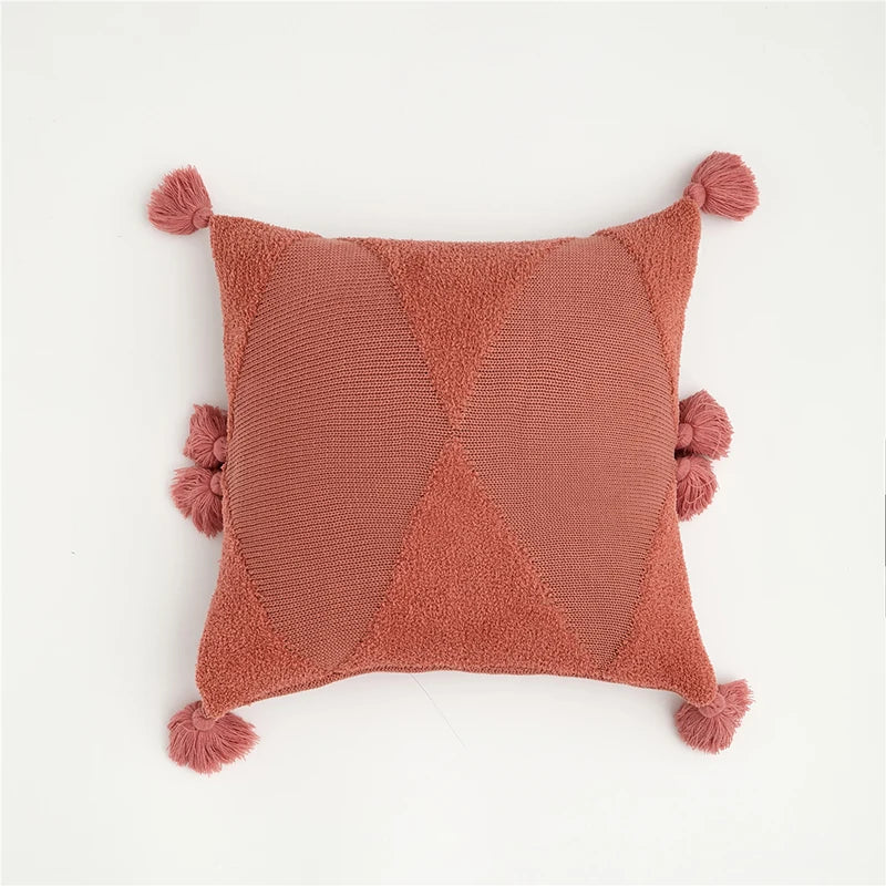 Decorbites™ Gestricktes Senfblau Quasten Kissenbezug für Heim-Sofa-Bett-Dekoration