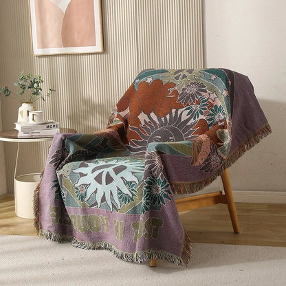 DecorBites™ Double-sided Ethnic Tapestry Sofa Blanket