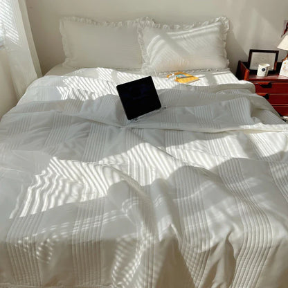 DecorBites™ Korean Princess Lace Ruffles Summer Quilt Bedspread - 3Pc Bedding Set